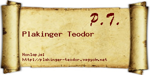 Plakinger Teodor névjegykártya